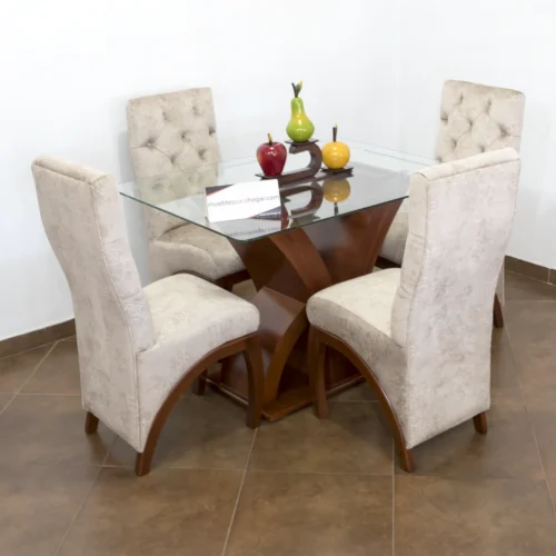 Comedor Capri de 4 Puestos – Estilo Atemporal y Detalle Artesanal